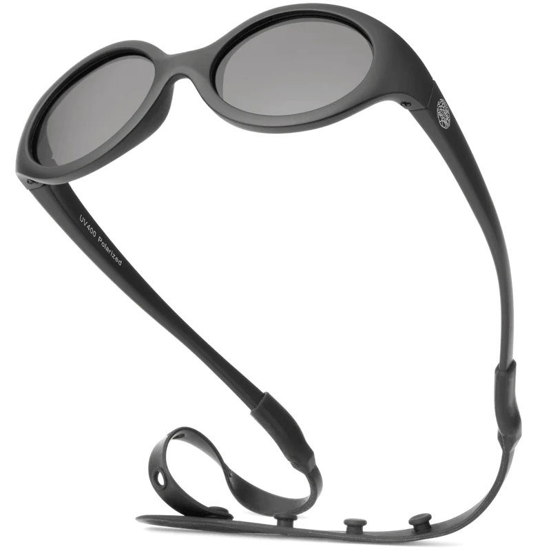 Black Flexible Polarized Baby Sunglasses With Strap 0-24 Months - Oval