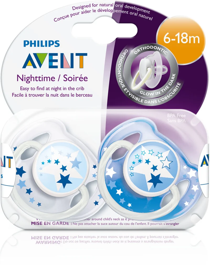Philips Avent Nighttime Toddler Pacifiers, 6 - 18 Months, 2-Pack