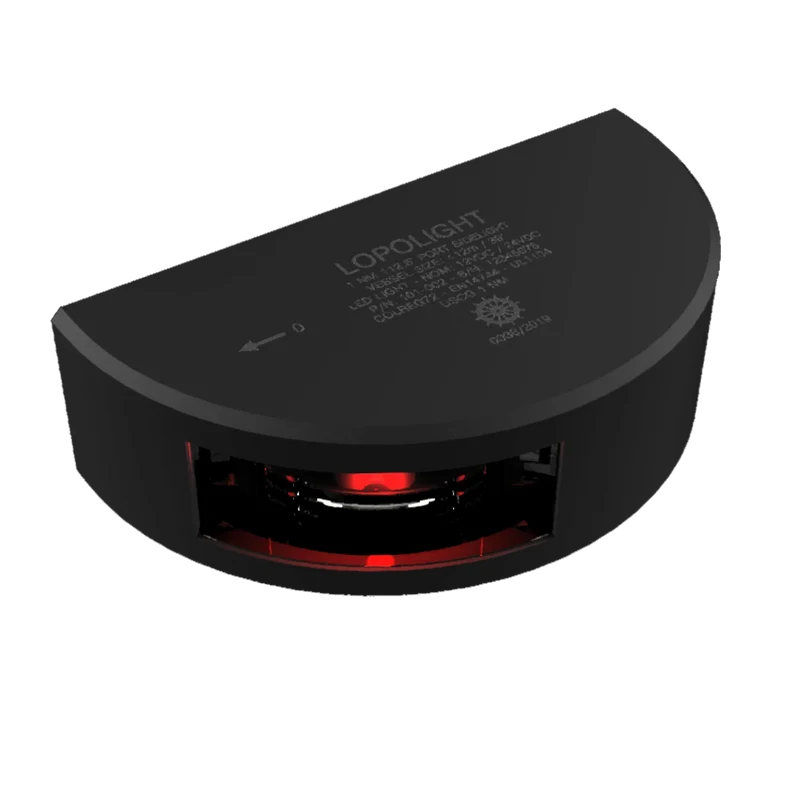 Lopolight Babord lanterna 1nm 112,5°, Svart / 6m Kabel