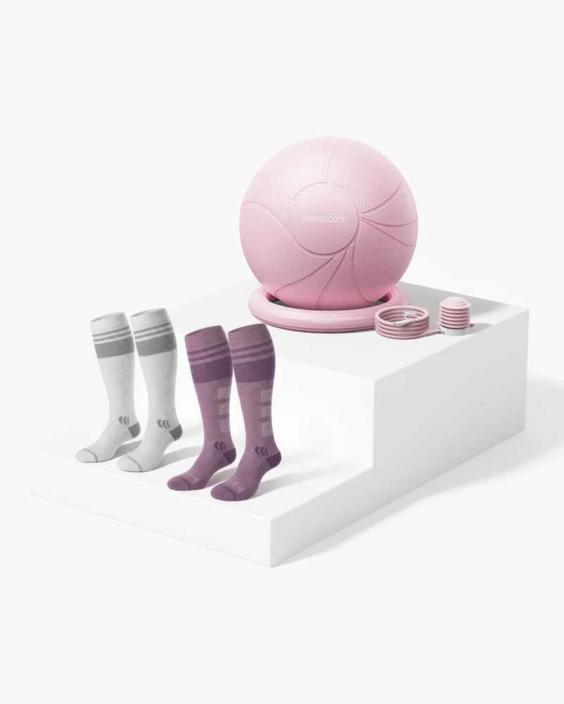 Pregnancy Essential Bundle：Pregnancy Ball & Wide Calf Compression Sports Socks