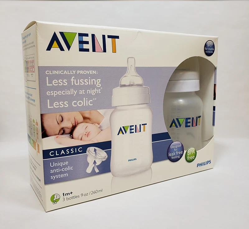 Philips Avent Classic 9 oz Baby Bottles, Slow Flow, 3-Pack