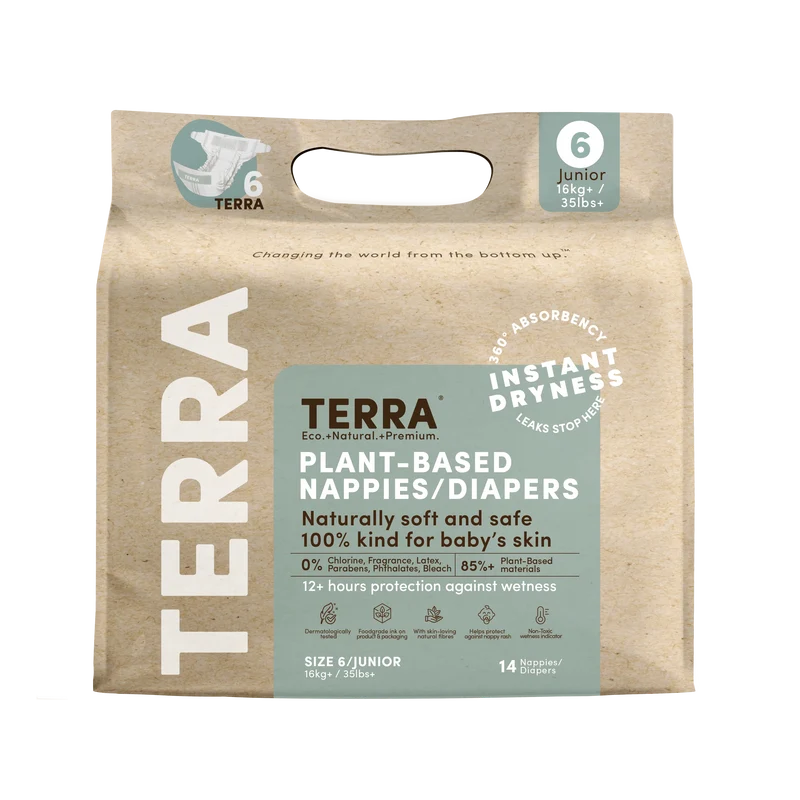 Terra Baby Size 6 Diapers-Junior 35+ lbs. 14pk