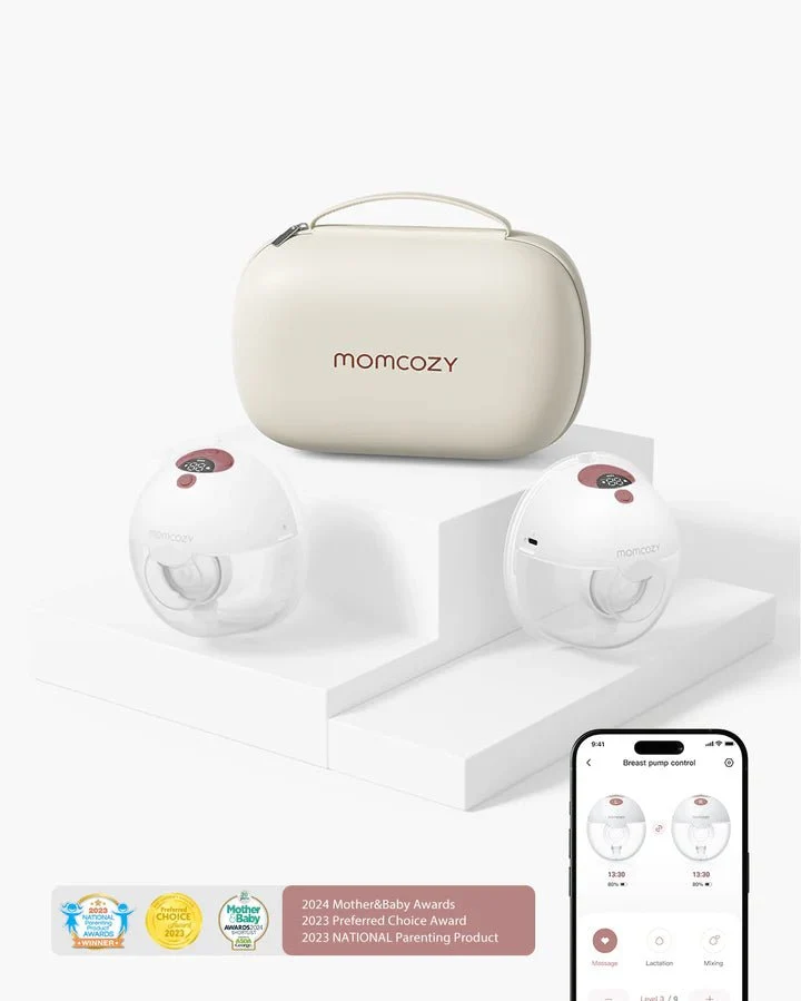 Momcozy All-In-One Hands-Free Breast Pump Grey - M5 Smart