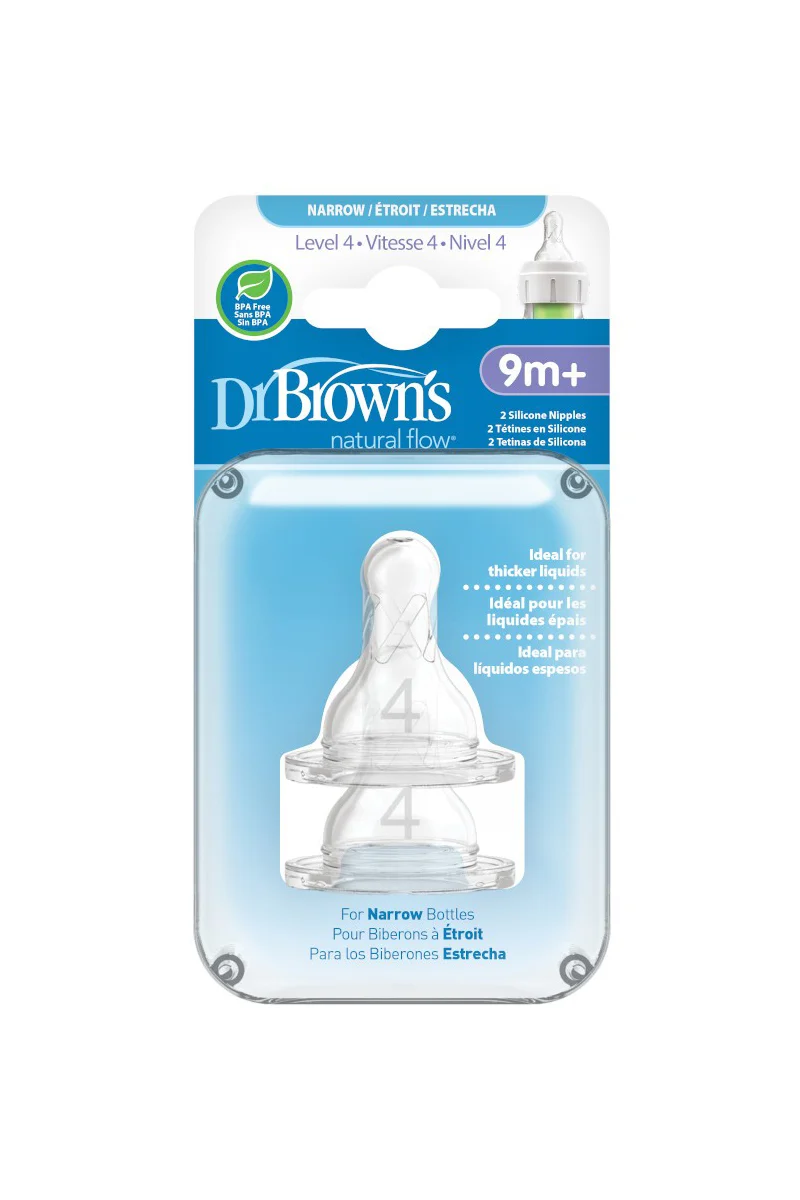 Dr. Brown's Standard/Narrow Nipples, 2-Pack, Level 4