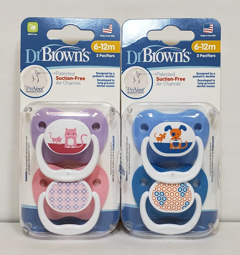 Dr. Brown's PreVent Orthodontic Pacifiers, 6-12 Months, 2-Pack