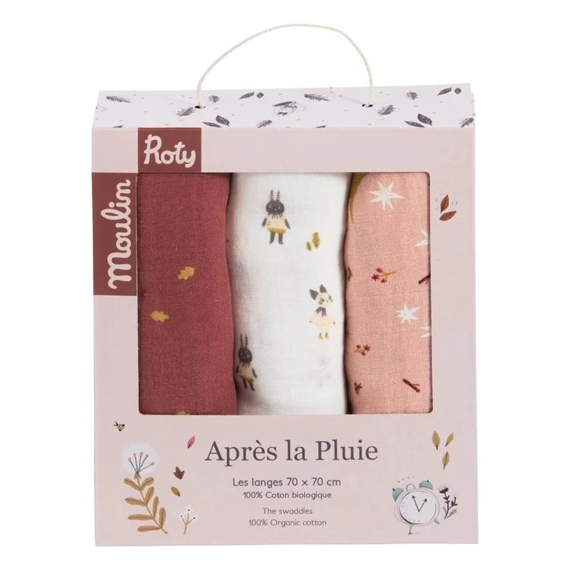 Moulin Roty Apres la Pluie - Muslin Squares Set of 3