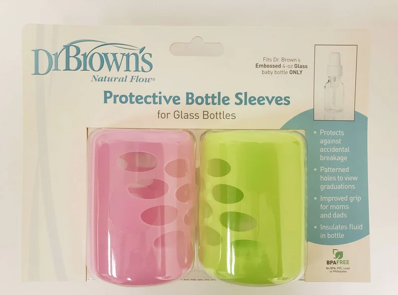 Dr. Brown's Glass Bottle Sleeve, 4oz, Pink and Green