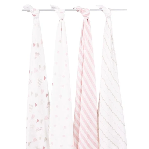 Aden + Anais Heart Breaker Cotton Muslin Swaddle Blankets, 4-Pack