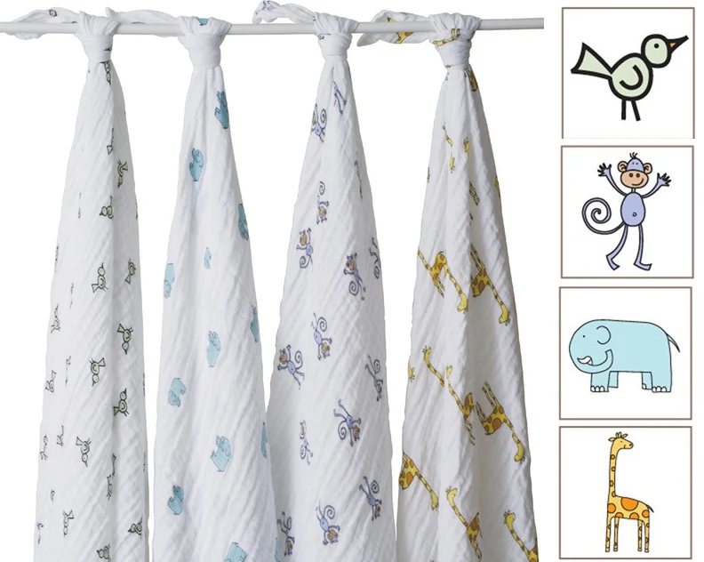 Aden + Anais Jungle Jam Cotton Muslin Swaddle Blankets, 4-Pack