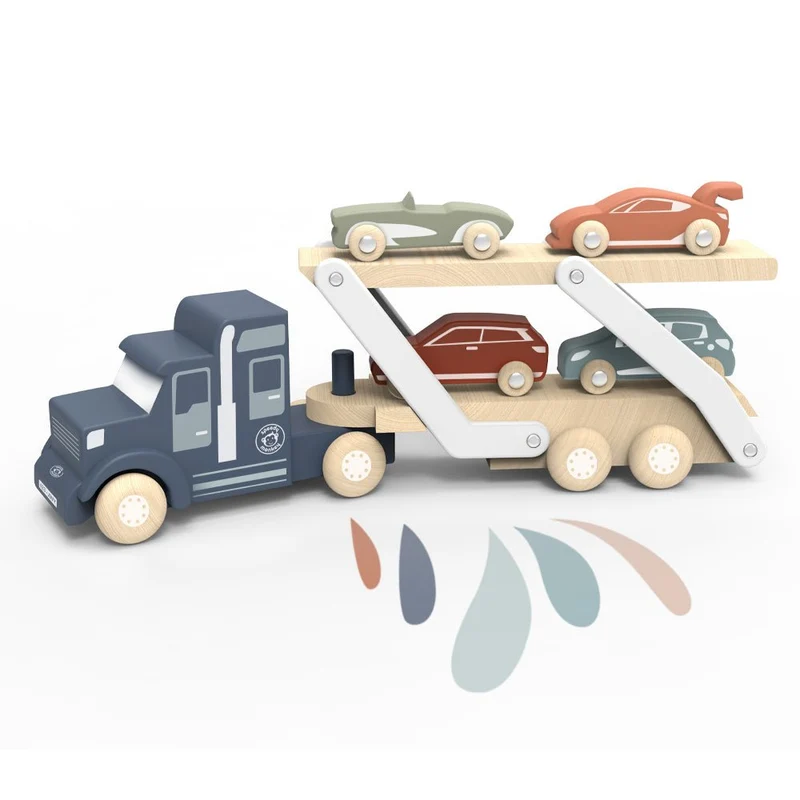 Speedy Monkey - Car Transporter Wooden Truck with Cars