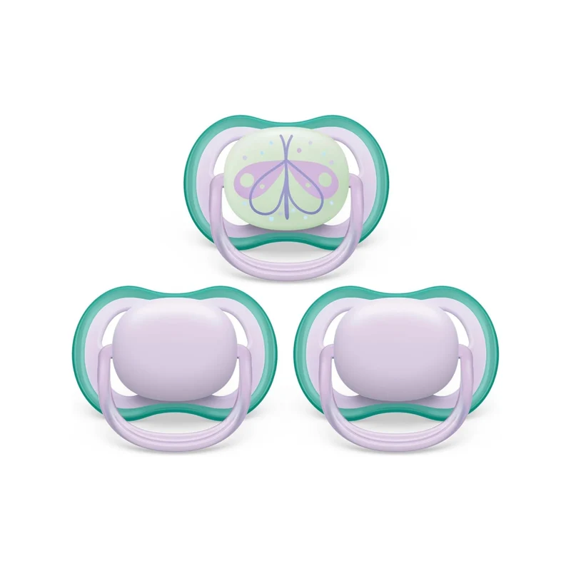 Philips AVENT Ultra Air Pacifier Night - 3 Pack - 0-6M Lil/Butterfly