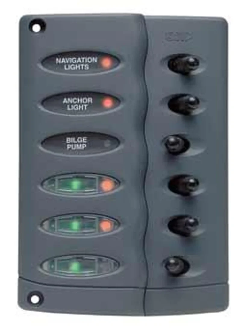 BEP Switch Panel DC Contour Waterproof 6xOn/Off PT