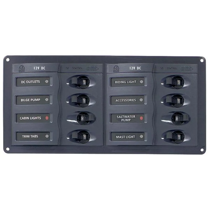 BEP Circuit Breaker Panel DC 12V 8x Single Pole 2x