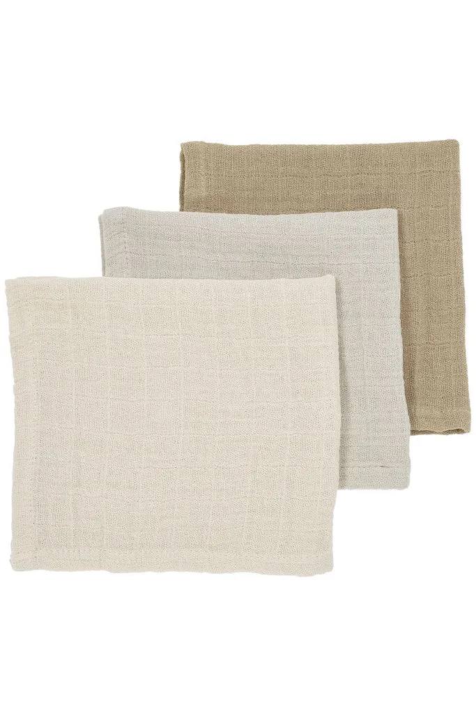 Meyco Baby Facecloths 3-Pk Pre-Washed Muslin Softness