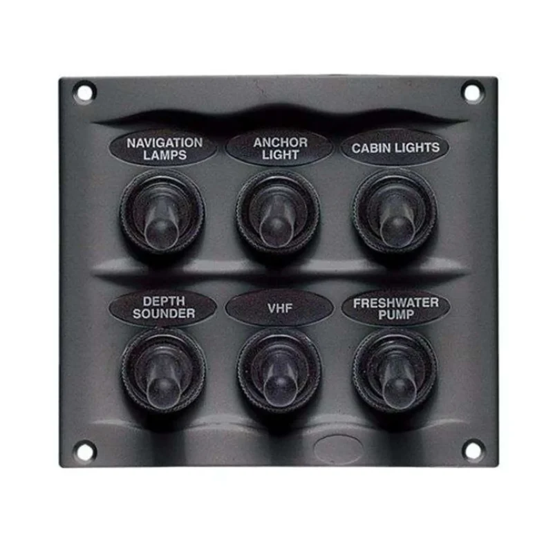 BEP Switch Panel DC Waterproof 6xOn/Off Charcoal