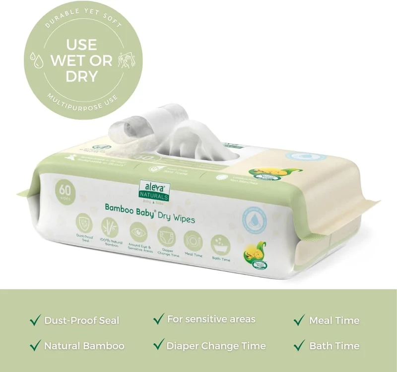 Aleva Naturals Bamboo Baby Dry Wipes