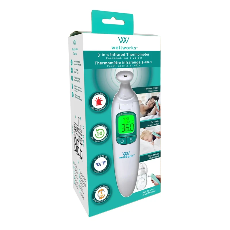 Wellworks 3in1 Ear, Forehead & Object Infrared Thermometer