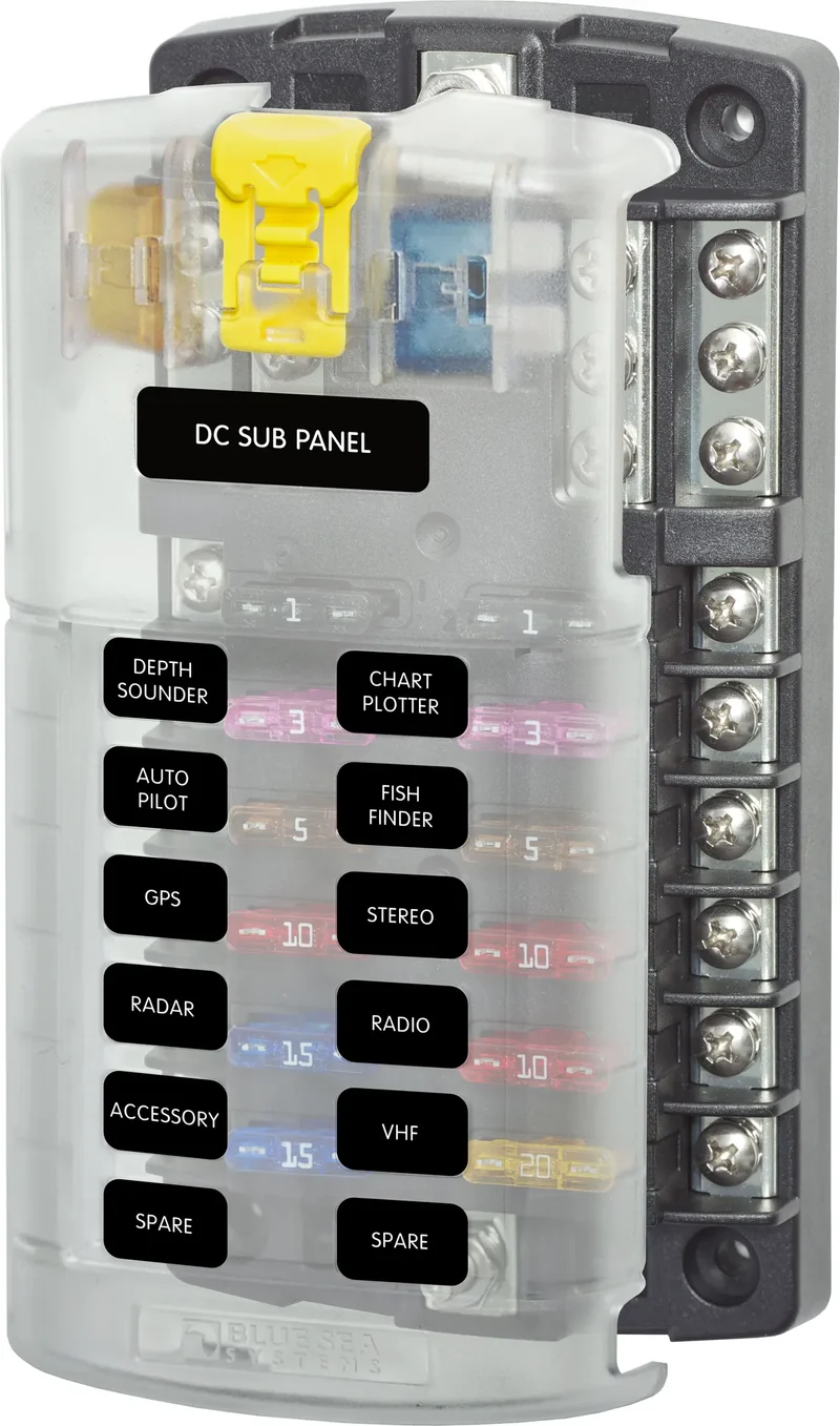 BSS Fuse Block ST-Blade 12 Circuits with Grounding/cvr (Bulk)