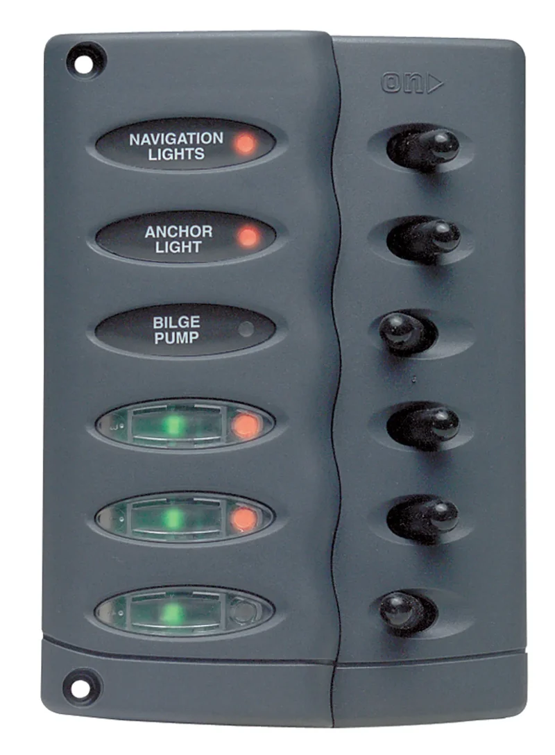 BEP Switch Panel DC Contour Waterproof 6xOn/Off Gr