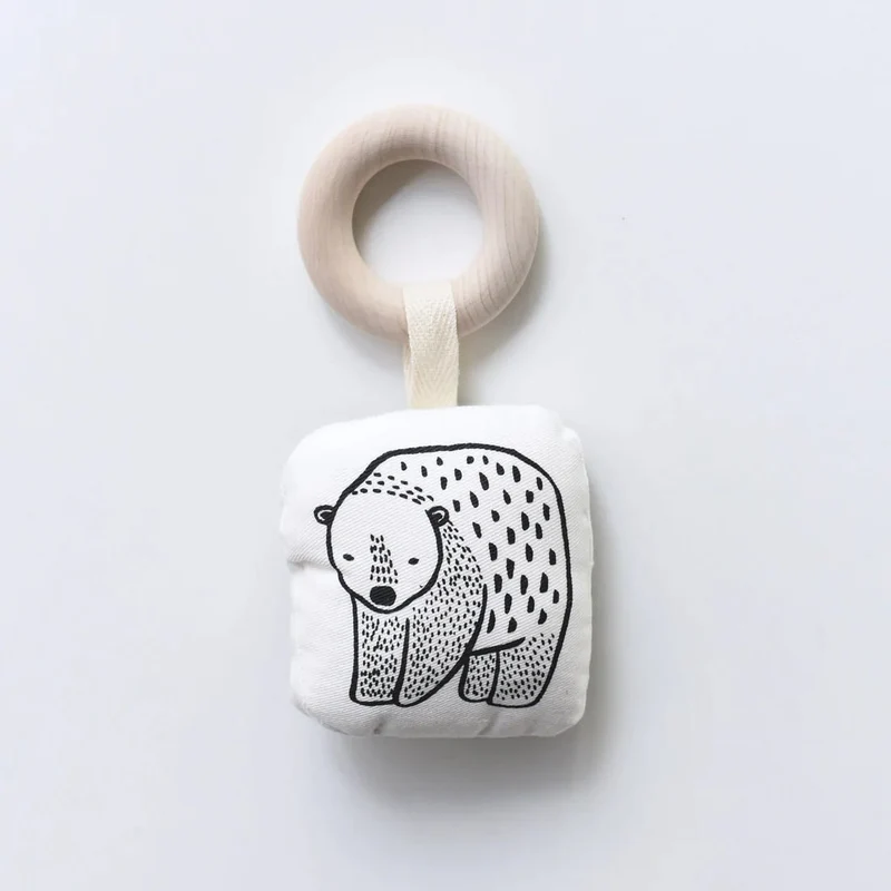 Wee Gallery - Organic Cotton Teether With Wooden Ring