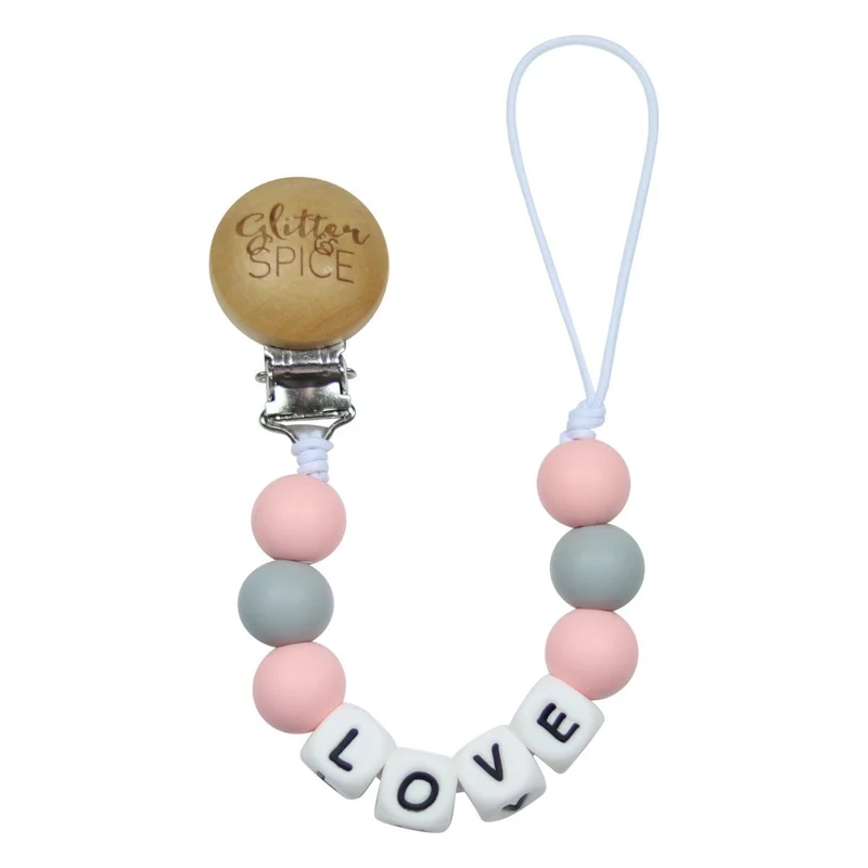 Glitter & Spice - Pacifier Clip Love
