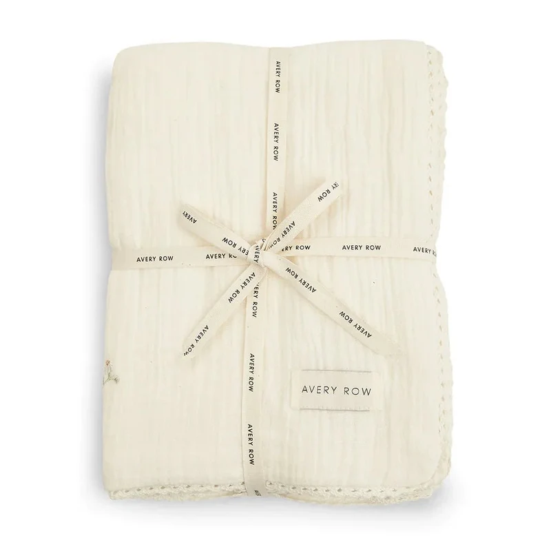 Avery Row Embroidered Muslin blanket