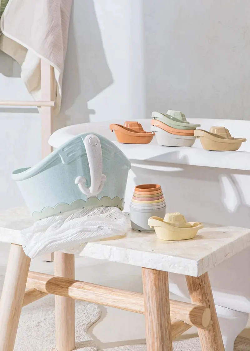 Coco Village - Bath Toy Organizer Set With Stackable Cups and Boats