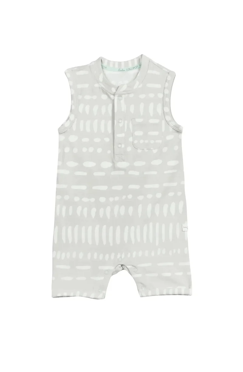 LouLou Lollipop - Short Romper Tencel Mudcloth 12-18M