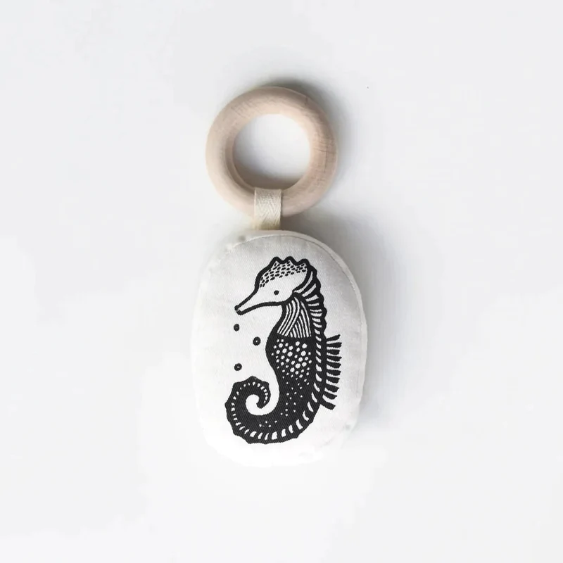 Wee Gallery - Cotton Teether With Wooden Ring