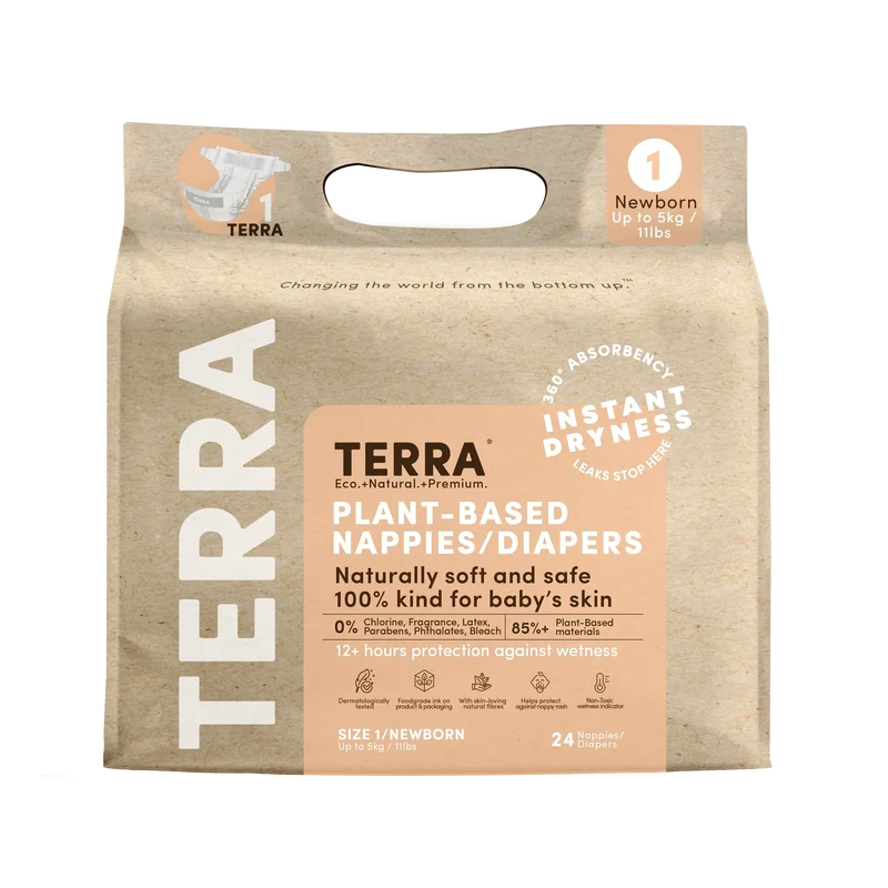 Terra Baby - Size 2 Diapers-Infant 8-15 lbs. 22pk