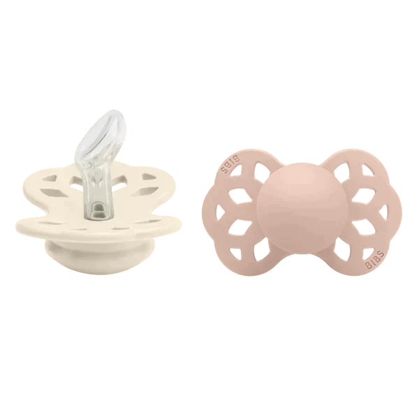 BIBS Infinity Pacifier Silicone Anatomical Ivory/Blush 2 PK