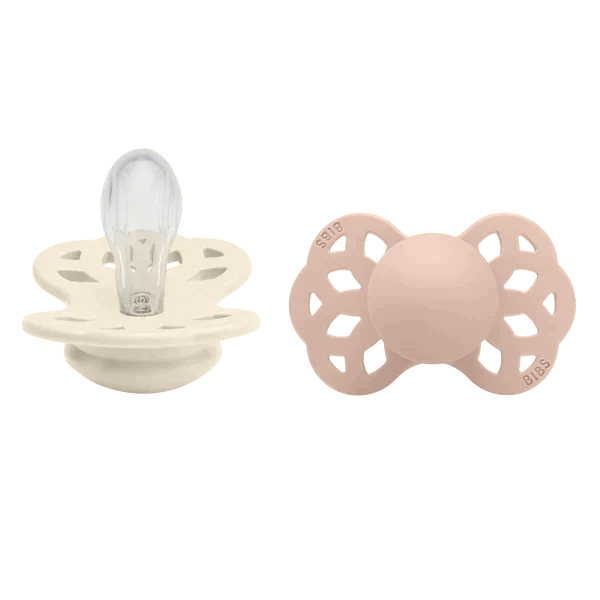 BIBS Infinity Pacifier Silicone Symmetrical Ivory/Blush 2 PK