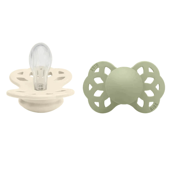 BIBS Infinity Pacifier Silicone Symmetrical Ivory/Sage 2 PK